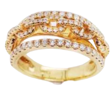 ANEL OURO 18K E DIAMANTES - 1.48 CTS DIAM - 6.86 GR